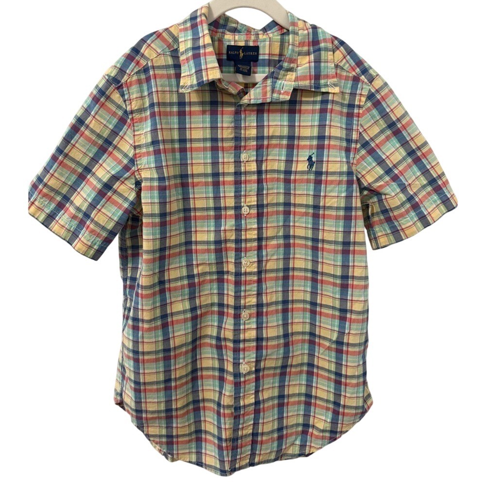 Ralph Lauren  Plaid Button Down‎ Size 10-12 100% Cotton